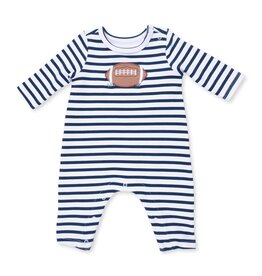 Angel Dear Football Navy Long Sleeve Snap Shoulder Romper