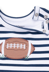 Angel Dear Football Navy Long Sleeve Snap Shoulder Romper