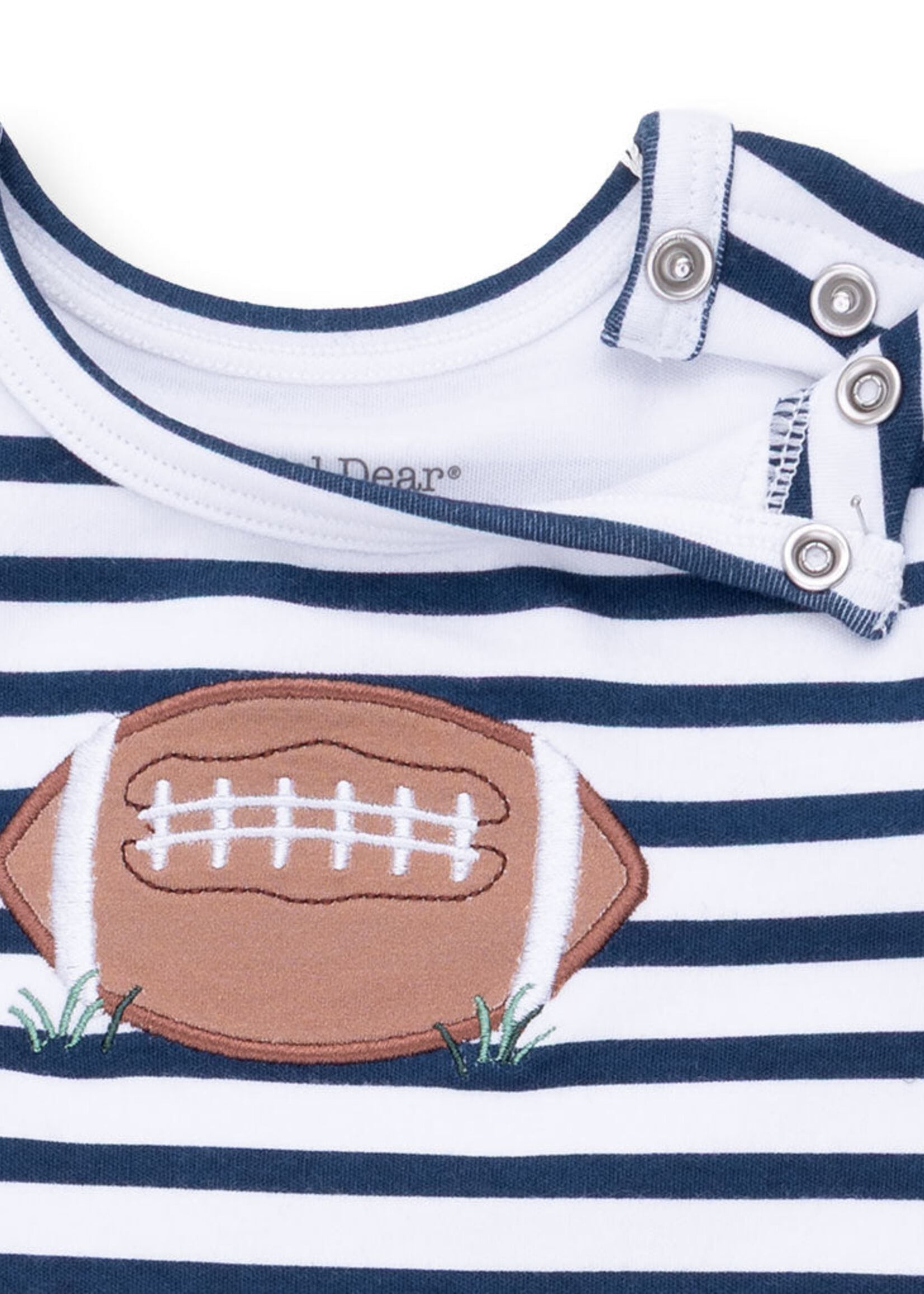 Angel Dear Football Navy Long Sleeve Snap Shoulder Romper