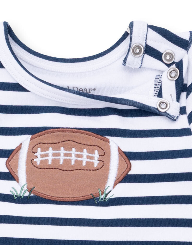 Angel Dear Football Navy Long Sleeve Snap Shoulder Romper