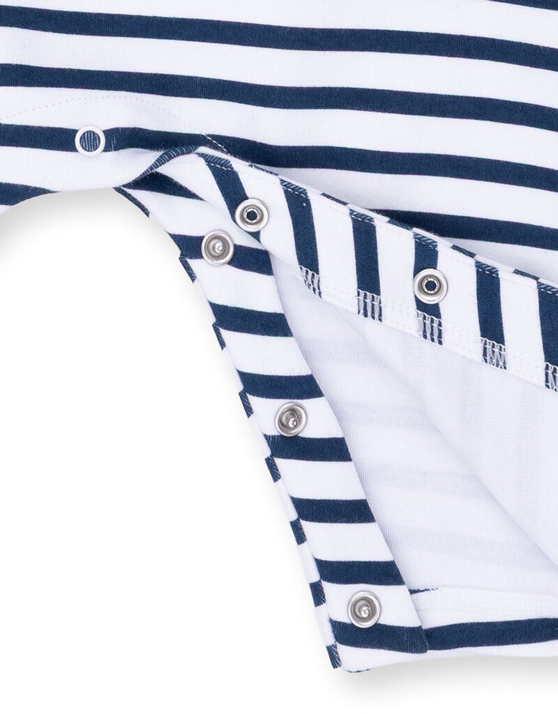 Angel Dear Football Navy Long Sleeve Snap Shoulder Romper