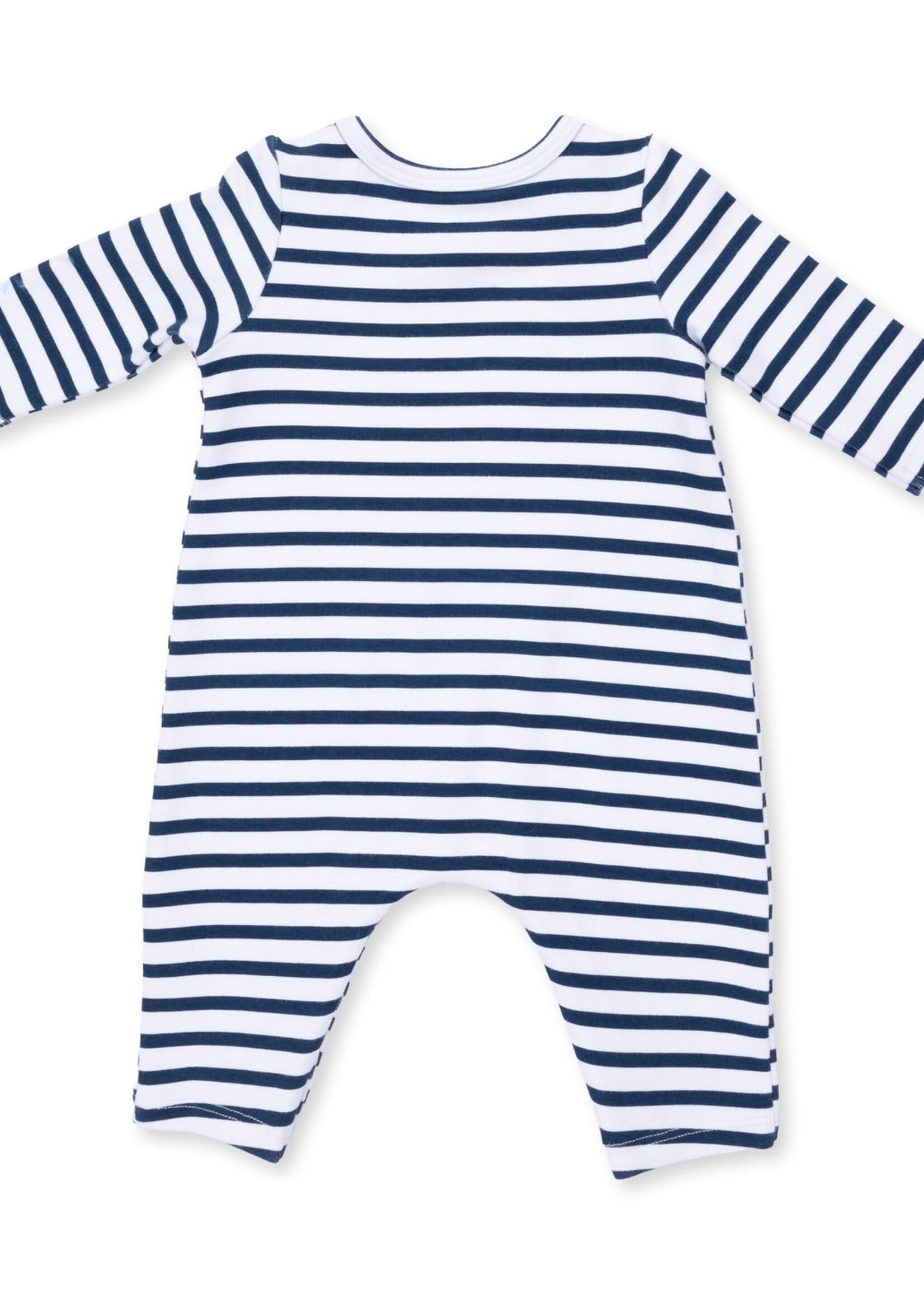 Angel Dear Football Navy Long Sleeve Snap Shoulder Romper