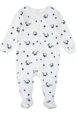 Petit Lem FOOTED SLEEPER BLUEBERRIES OFF WHITE