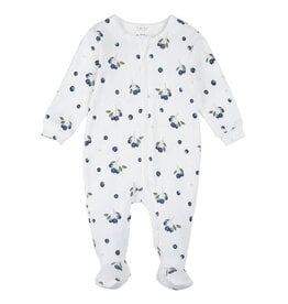 Petit Lem FOOTED SLEEPER BLUEBERRIES OFF WHITE