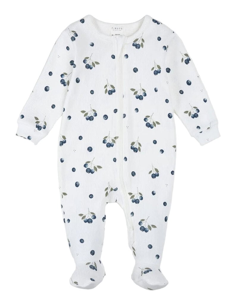 Petit Lem FOOTED SLEEPER BLUEBERRIES OFF WHITE