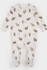 Petit Lem FOOTED SLEEPER w/HIGHLAND COWS BEIGE