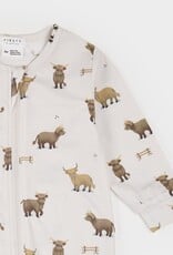 Petit Lem FOOTED SLEEPER w/HIGHLAND COWS BEIGE