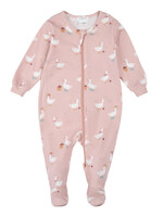 Petit Lem FOOTED SLEEPER PINK w/DUCKS