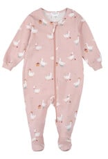 Petit Lem FOOTED SLEEPER PINK w/DUCKS