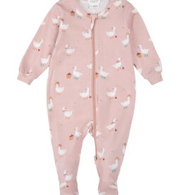 Petit Lem FOOTED SLEEPER PINK w/DUCKS