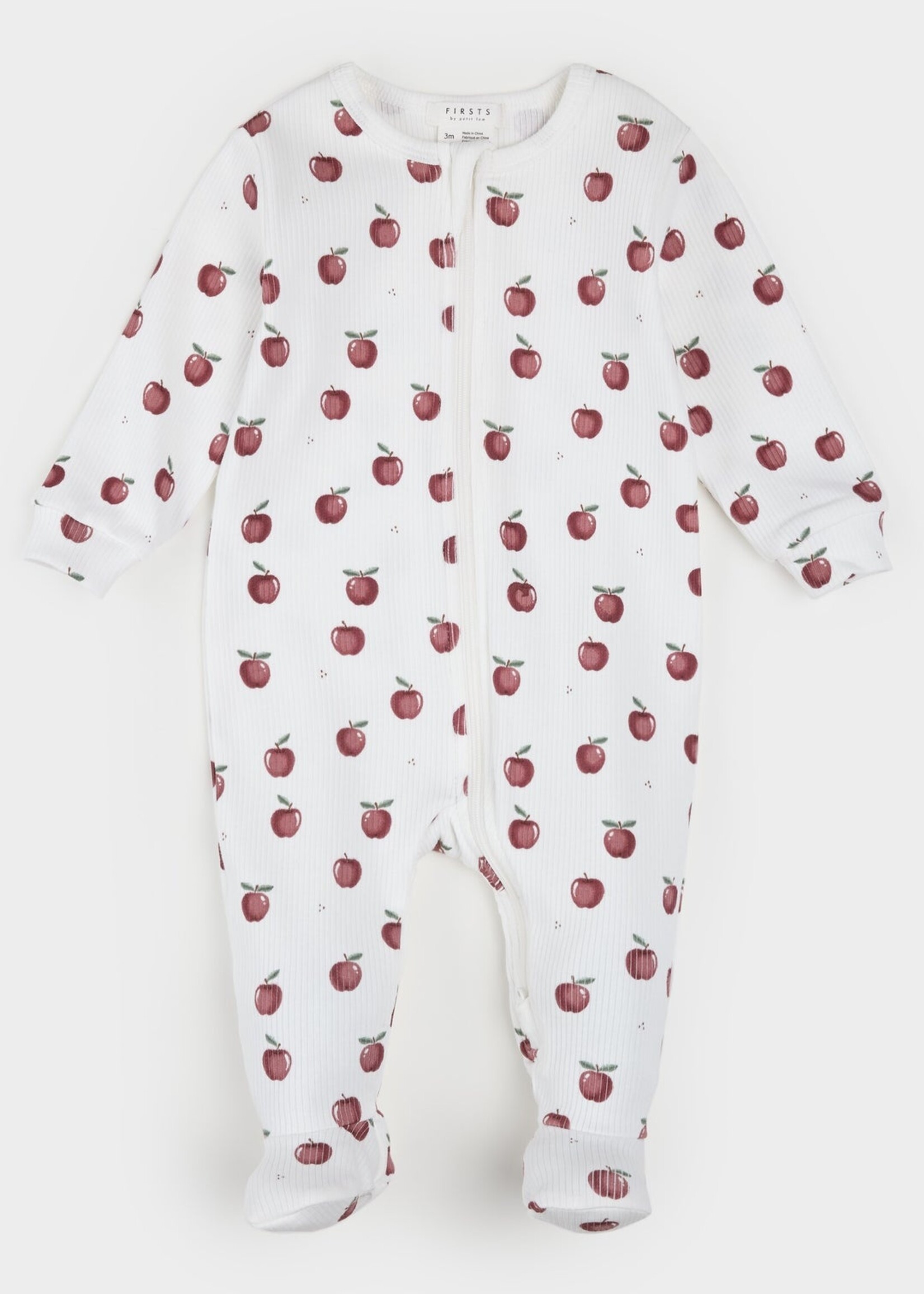 Petit Lem FOOTED SLEEPER w/APPLES OFF WHITE