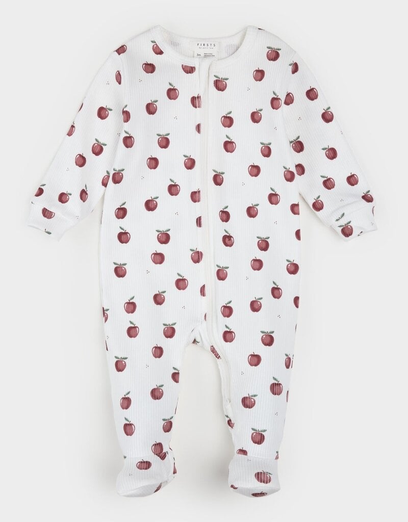 Petit Lem FOOTED SLEEPER w/APPLES OFF WHITE