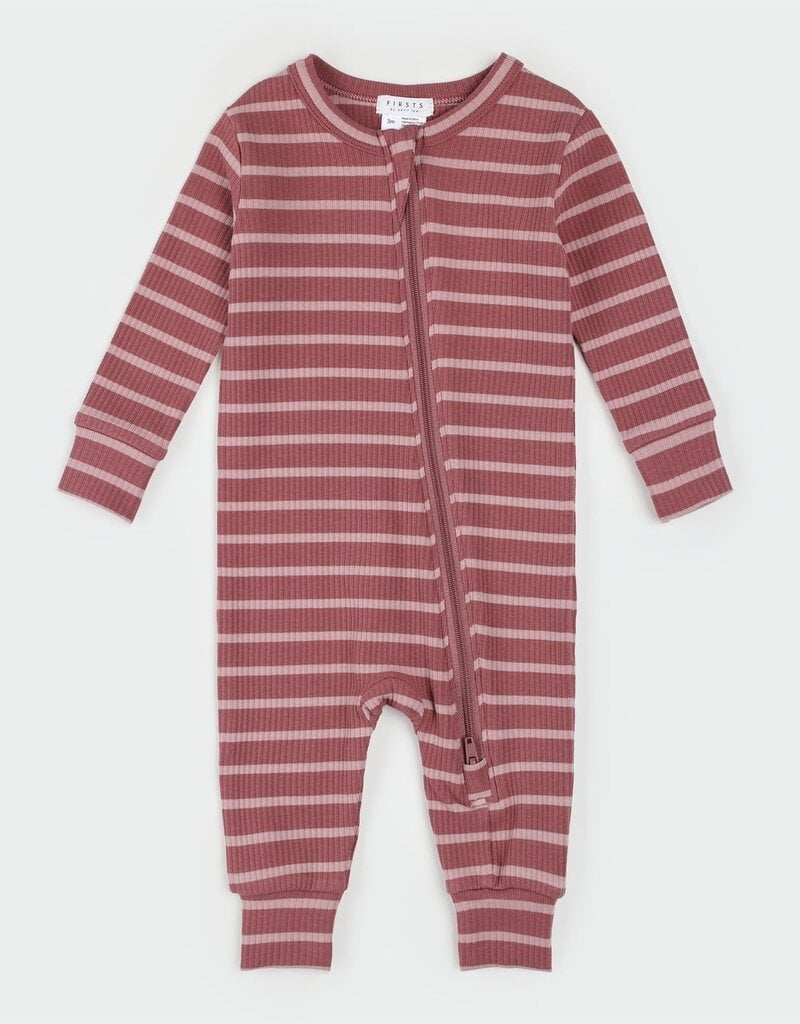 Petit Lem SLEEPER KNIT PINK/DARK PINK STRIPE