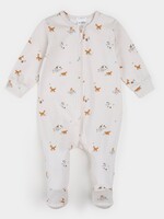 Petit Lem FOOTED SLEEPER w/FOXES BEIGE