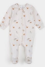 Petit Lem FOOTED SLEEPER w/FOXES BEIGE