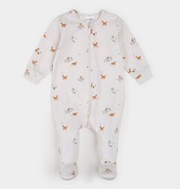 Petit Lem FOOTED SLEEPER w/FOXES BEIGE