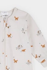 Petit Lem FOOTED SLEEPER w/FOXES BEIGE