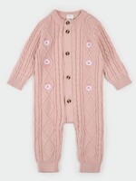 Petit Lem L/S PLAYSUIT KNIT PINK w/FLOWERS