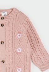 Petit Lem L/S PLAYSUIT KNIT PINK w/FLOWERS