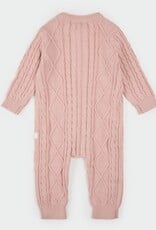 Petit Lem L/S PLAYSUIT KNIT PINK w/FLOWERS