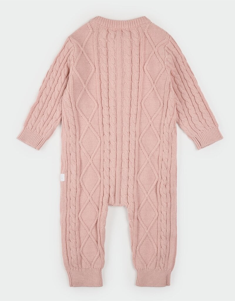 Petit Lem L/S PLAYSUIT KNIT PINK w/FLOWERS