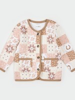 Petit Lem L/S CARDIGAN QUILT PRINT CAMEL
