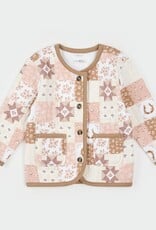Petit Lem L/S CARDIGAN QUILT PRINT CAMEL