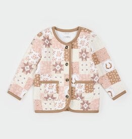 Petit Lem L/S CARDIGAN QUILT PRINT CAMEL