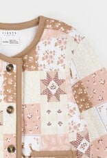 Petit Lem L/S CARDIGAN QUILT PRINT CAMEL