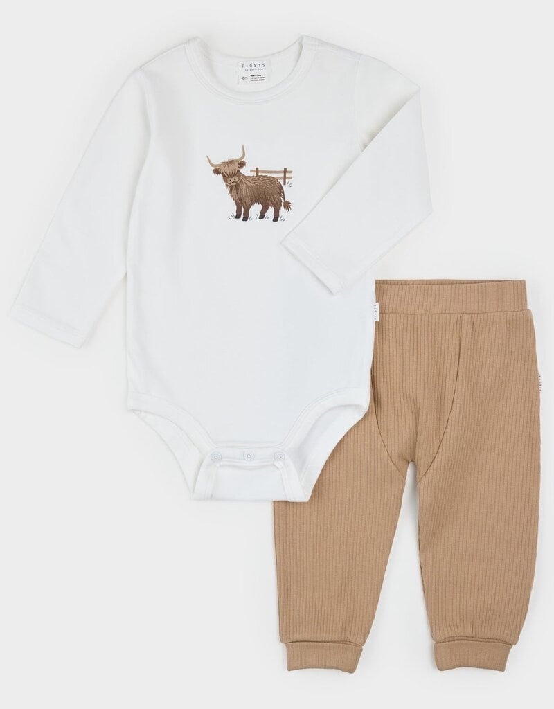 Petit Lem 2PC SET BODYSUIT/PANTS Highland Cow