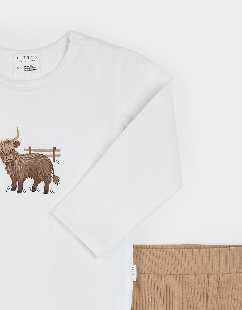 Petit Lem 2PC SET BODYSUIT/PANTS Highland Cow