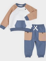 Petit Lem 2PC SET L/S TOP/PANT Beige Blue Block