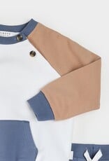 Petit Lem 2PC SET L/S TOP/PANT Beige Blue Block