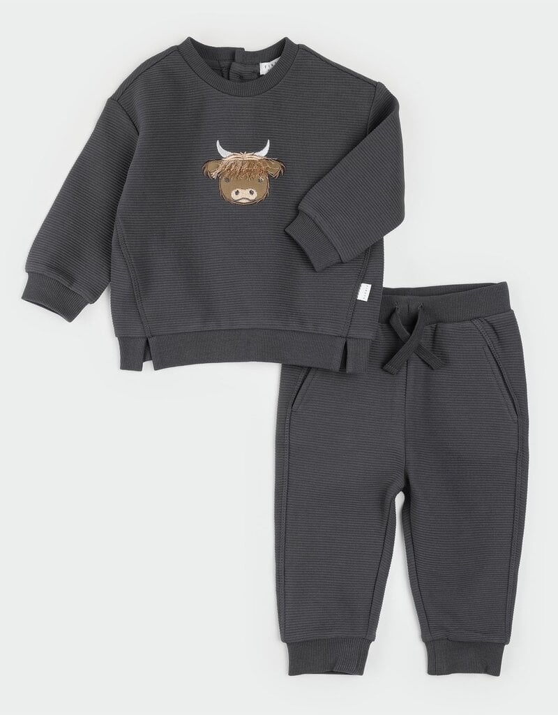 Petit Lem 2PC SET SWEATSHIRT/PANTS Highland Cow