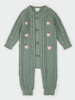 Petit Lem L/S PLAYSUIT KNIT GREEN w/APPLES