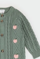 Petit Lem L/S PLAYSUIT KNIT GREEN w/APPLES