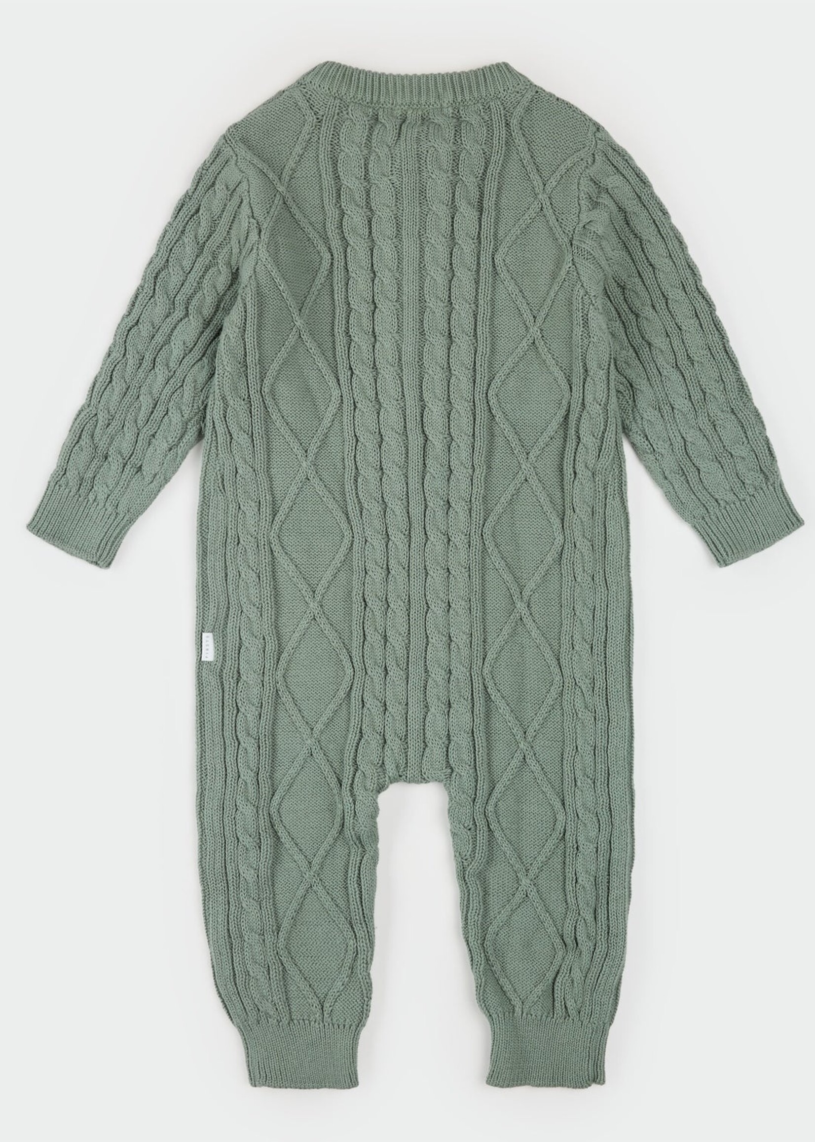 Petit Lem L/S PLAYSUIT KNIT GREEN w/APPLES