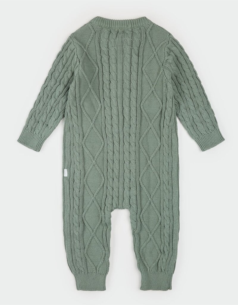 Petit Lem L/S PLAYSUIT KNIT GREEN w/APPLES