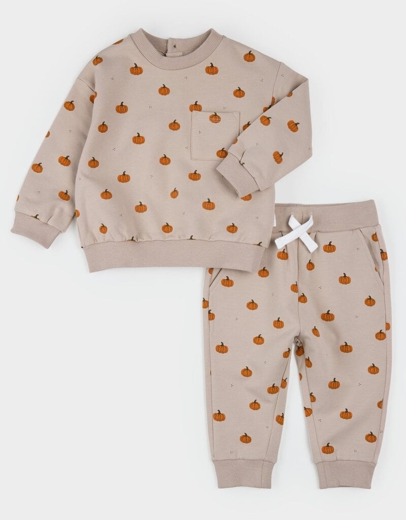 Petit Lem 2PC SET TOP + PANT KNIT Pumpkin Print