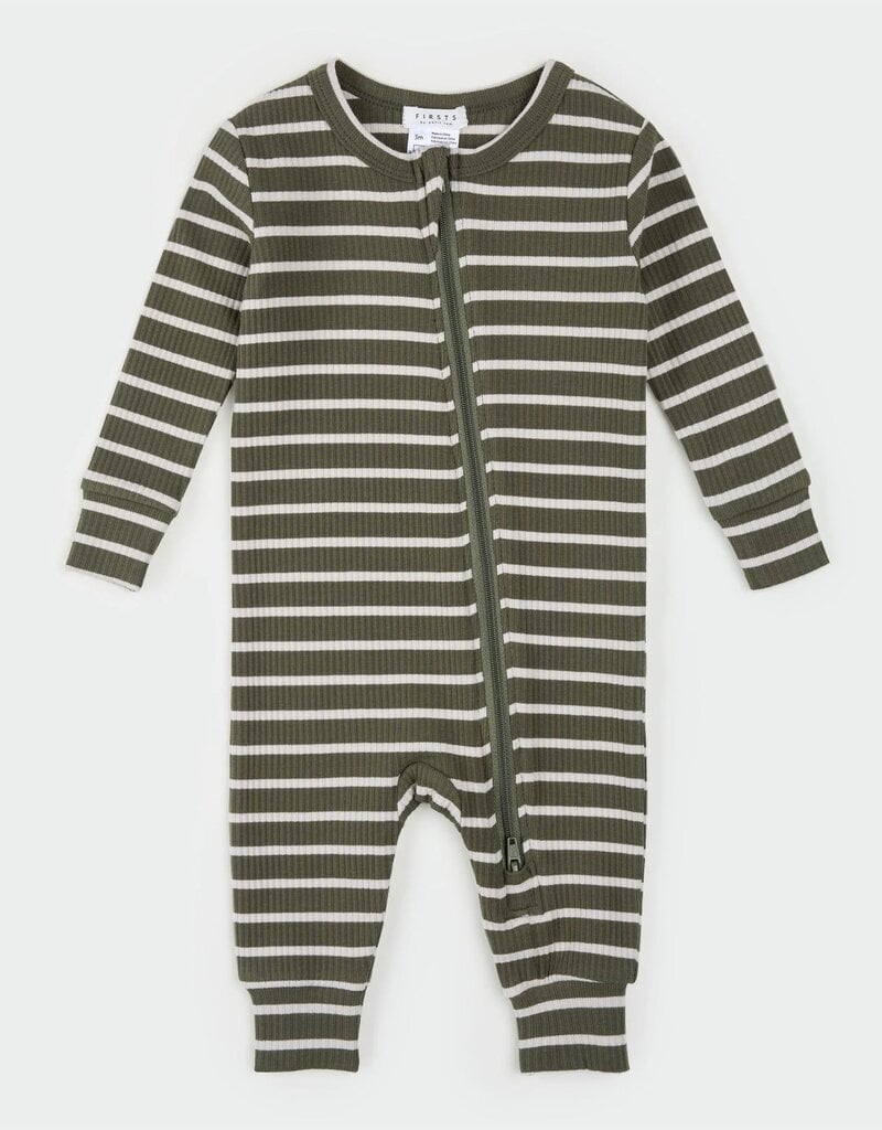 Petit Lem SLEEPER KNIT-GREEN STRIPE
