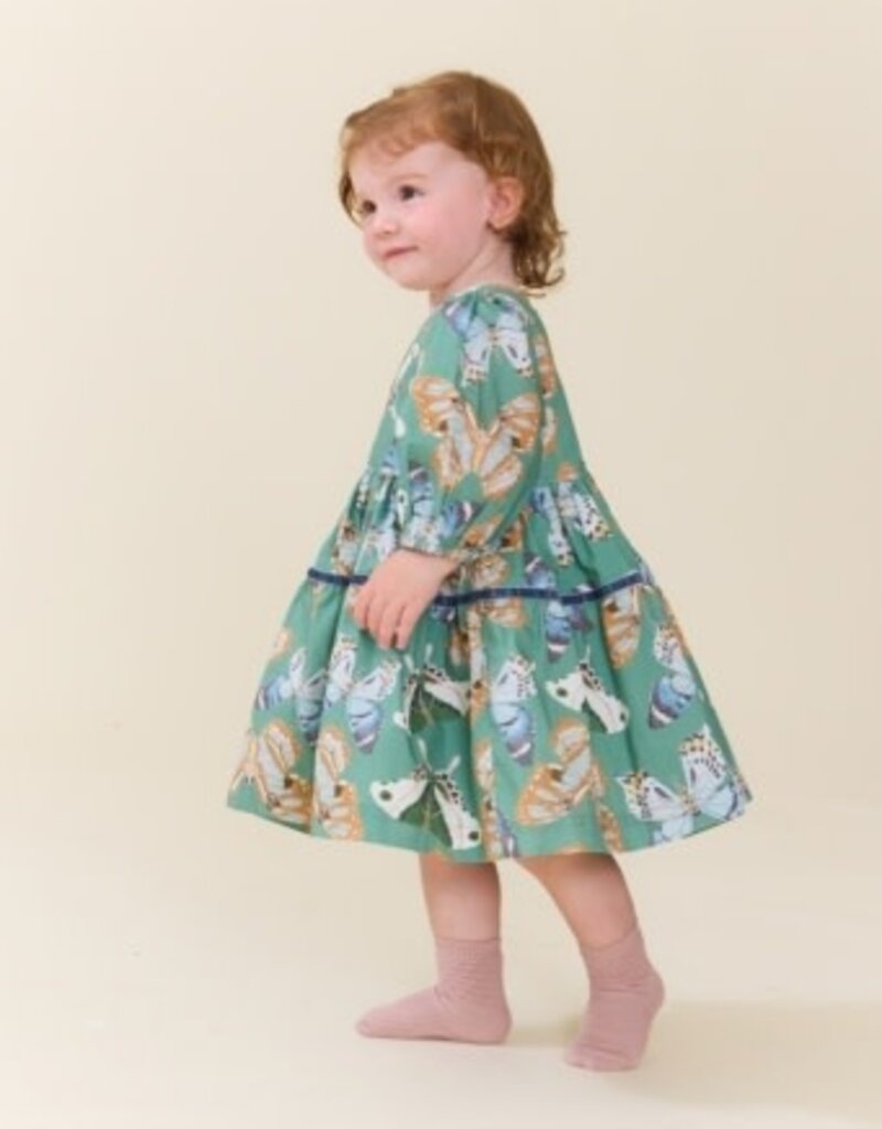 Pink Chicken baby girls maribelle dress set - green butterflies