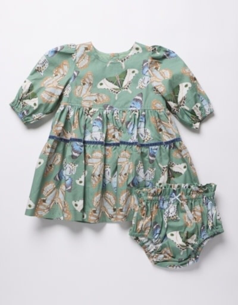 Pink Chicken baby girls maribelle dress set - green butterflies