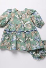Pink Chicken baby girls maribelle dress set - green butterflies