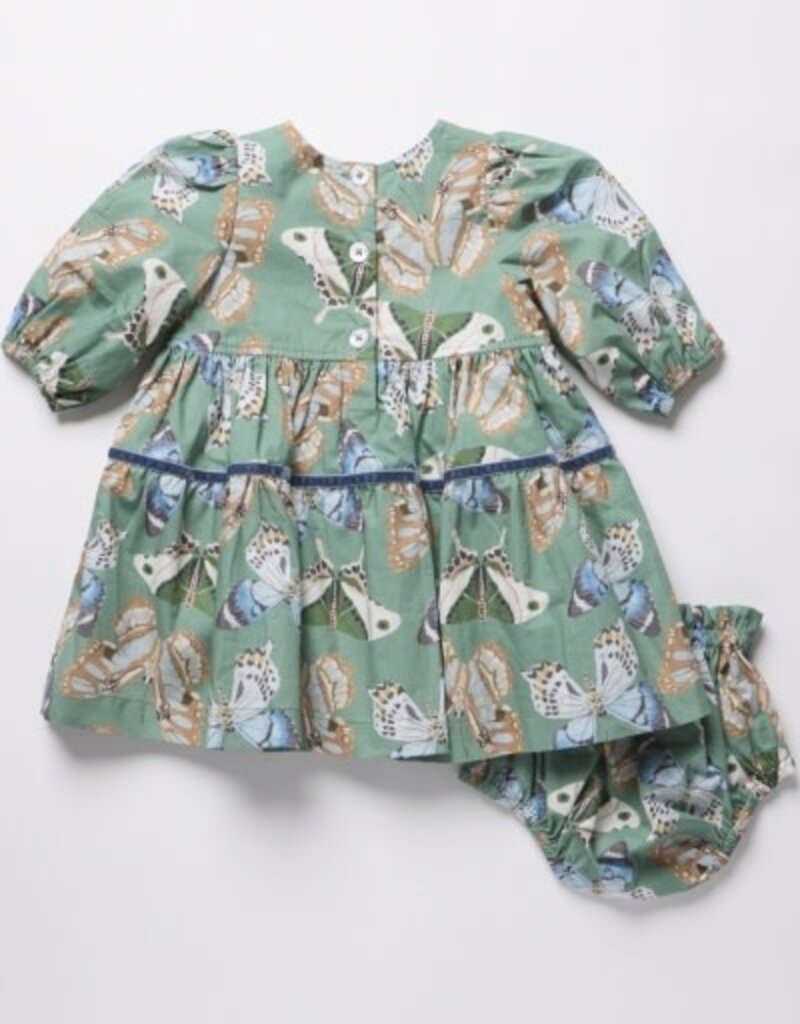 Pink Chicken baby girls maribelle dress set - green butterflies