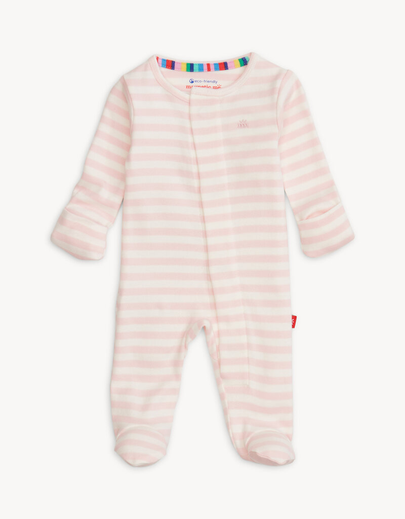 Magnetic Me PINK STRIPE ORGANIC COTTON FOOTIE
