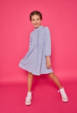 Bisby Amelia Dress - Blue Sparkle Stripe