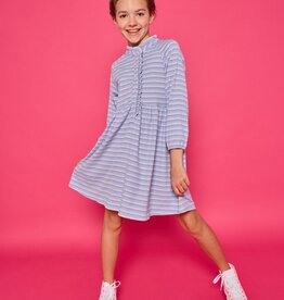 Bisby Amelia Dress - Blue Sparkle Stripe