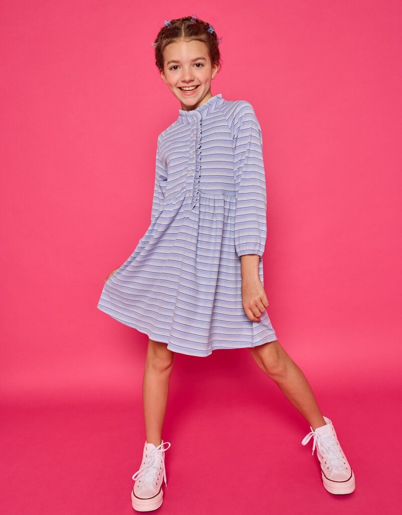 Bisby Amelia Dress - Blue Sparkle Stripe