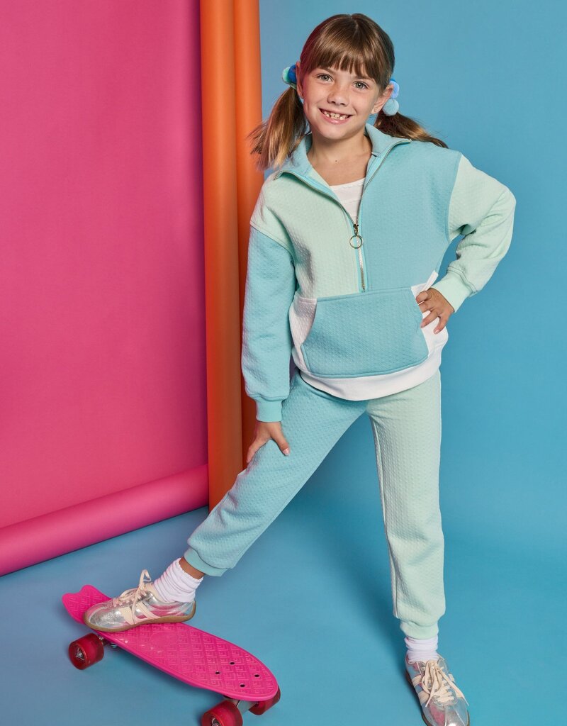 Bisby Color Block Pullover - Blue and Mint