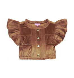 Bisby Annie Top - Brown Faux Suede